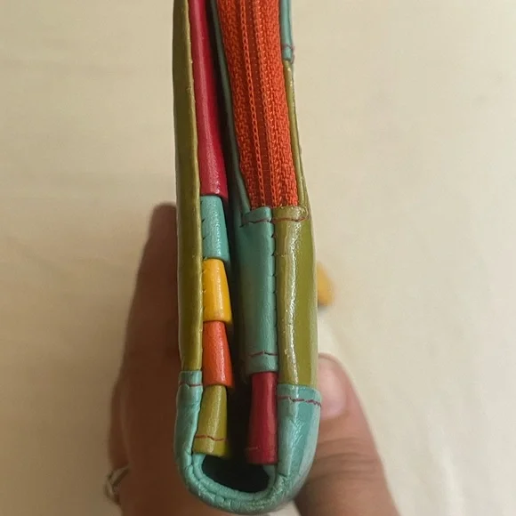 Circus Designer Leather, RFID, Colorful, Long Bi-Fold Wallet - Picture 4 of 5